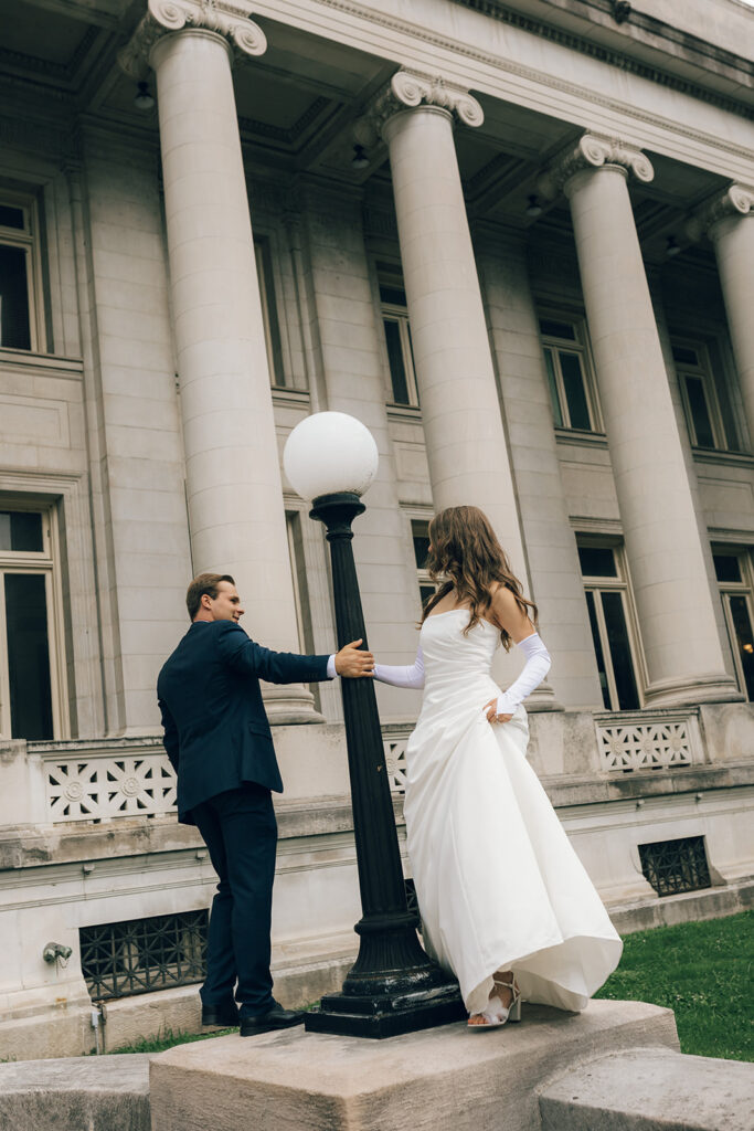 couple spinning at Elopement at Shelby County Courthouse Memphis, TN