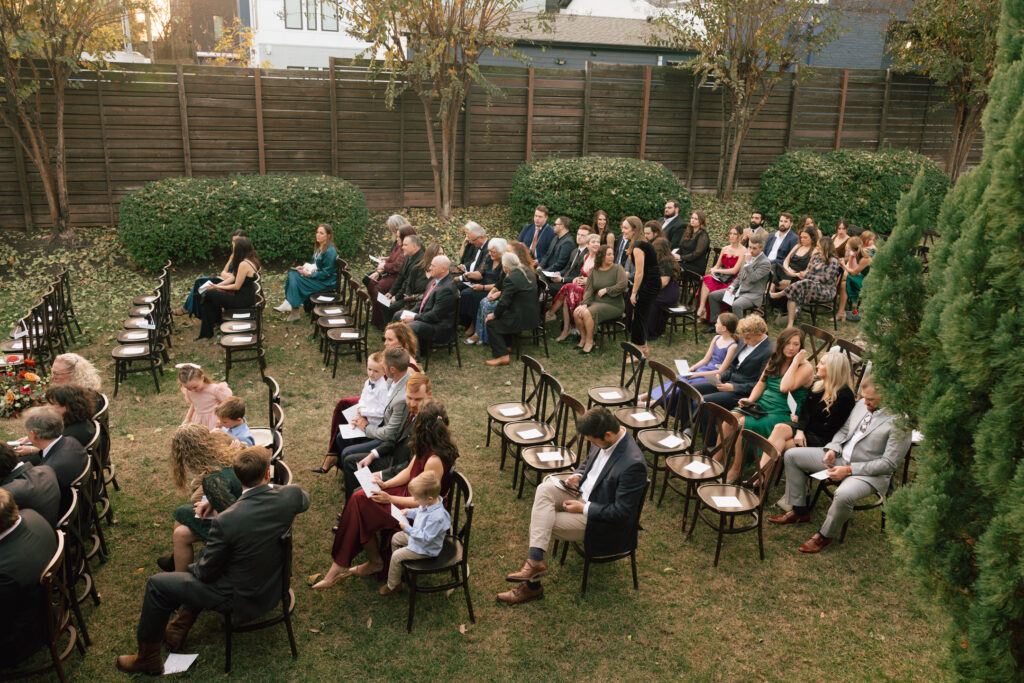 Outdoor courtyard at The Cordelle with intimate wedding setup in Nashville