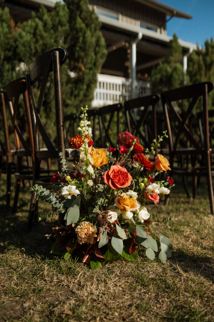 Close-up of floral arrangement at The Cordelle wedding in Nashville