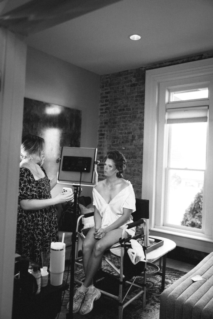 getting ready at The Cordelle, captured by a Memphis wedding photographer traveling to Nashville